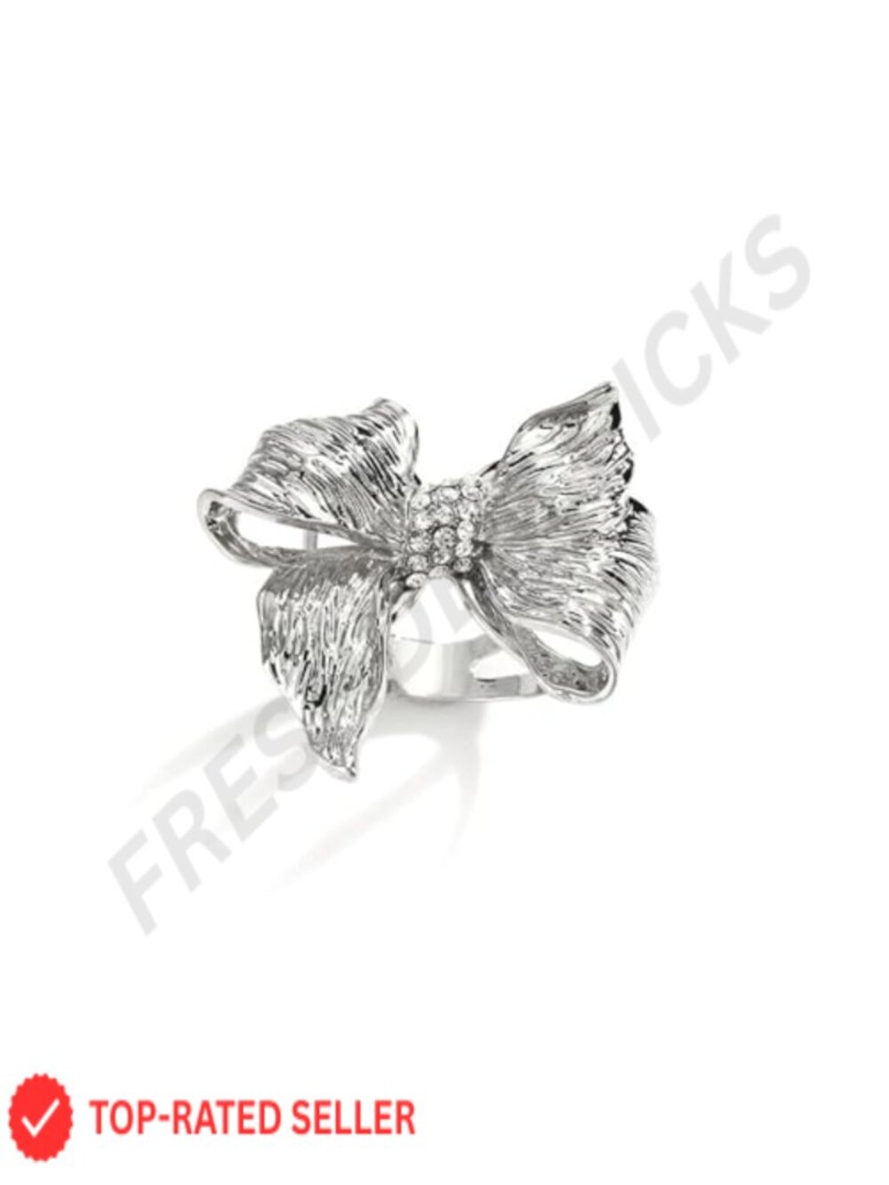 Bowknot Scarf Ring Brooch Metal Alloy CZ Crystal Pin Clasp